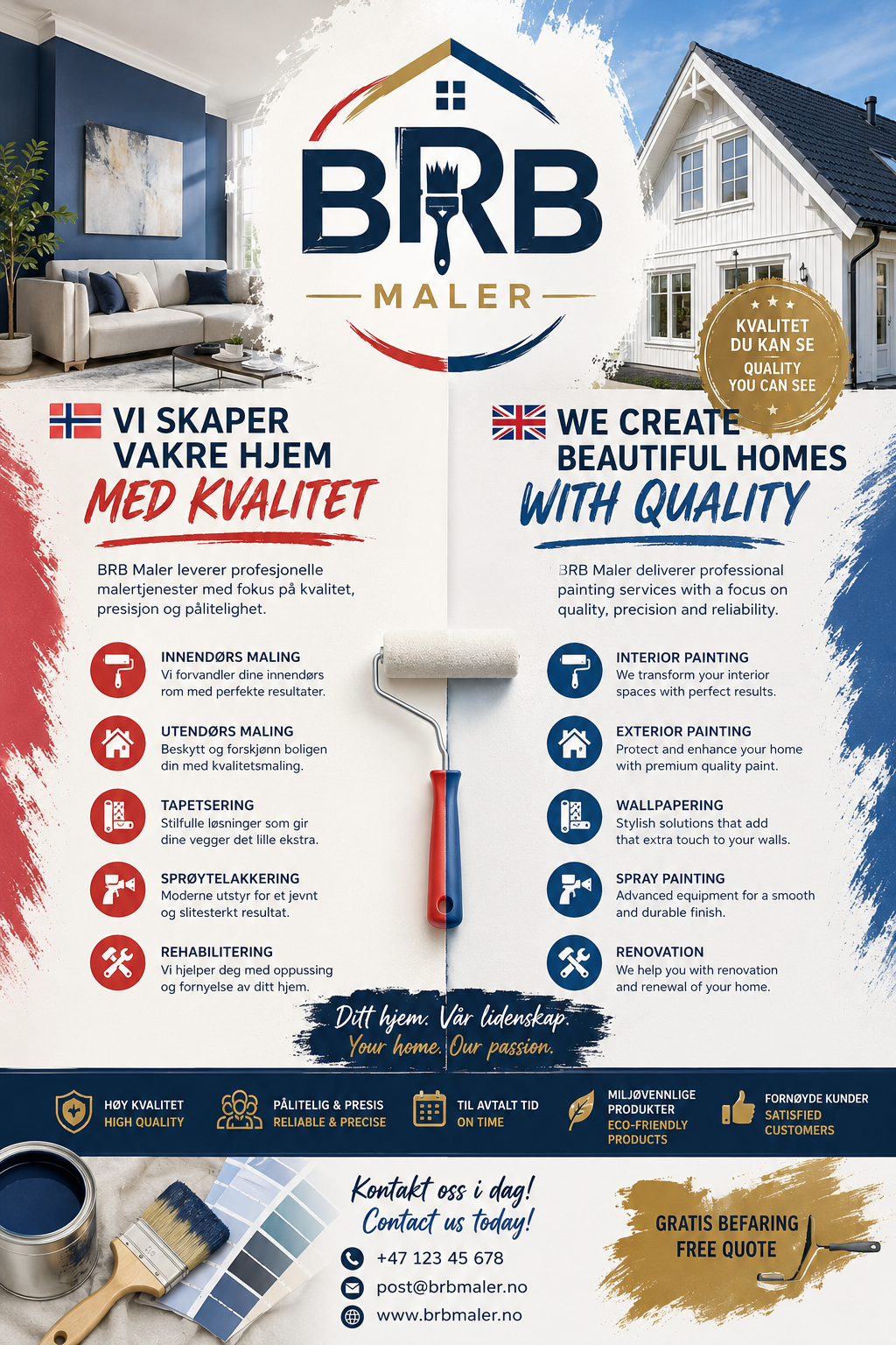 BRB Maler poster showing interior and exterior painting services